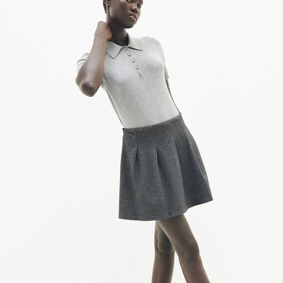 H&M Pleated Jersey Grey stripe skirt NWT - Picture 2 of 6